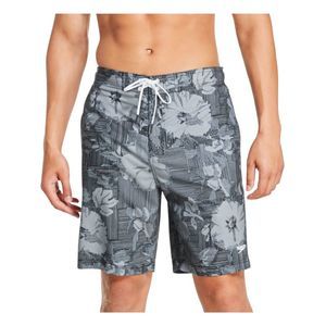 SPEEDO Mens Gray Drawstring Lined Printed Swim Trunks M